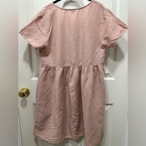 Madewell V-Neck Button Front Linen Blend Minidress in Antique Coral size Small - Picture 5 of 8